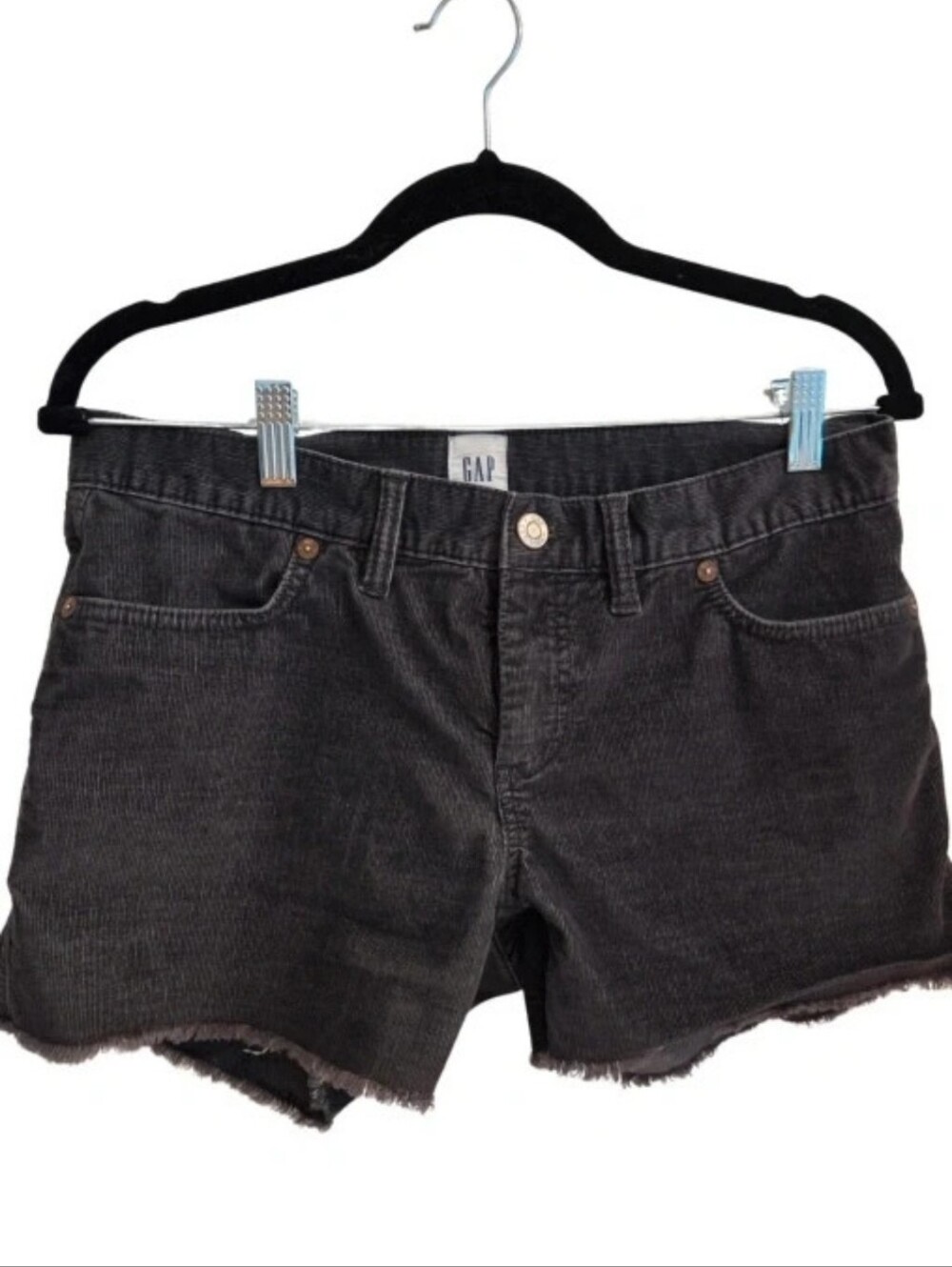 GAP Charcoal Grey Corduroy Raw Hem Cutoff Shorts